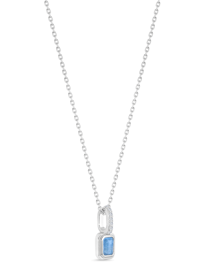 Aquamarine March Birthstone Pendant Necklace In Silver