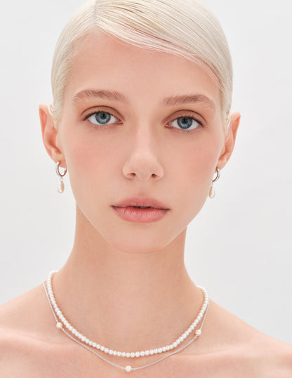 Celestial Seed Pearl Beaded Necklace In Silver