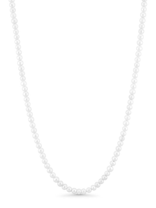 Celestial Seed Pearl Beaded Necklace In Silver