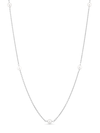 Freshwater Pearl Chain Necklace In Silver