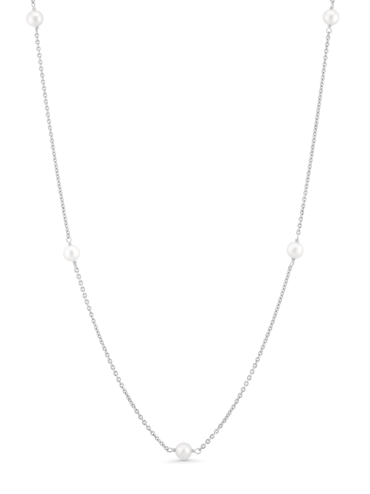 Freshwater Pearl Chain Necklace In Silver