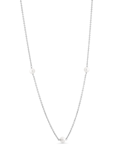 Freshwater Pearl Chain Necklace In Silver