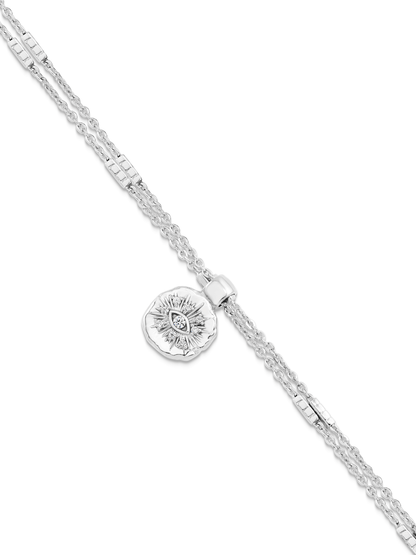 Amulet Evil Eye Charm Coin Bracelet In Silver