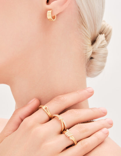 Pavé Knot Stacking Ring In Gold