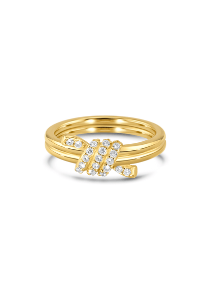 Pavé Knot Stacking Ring In Gold