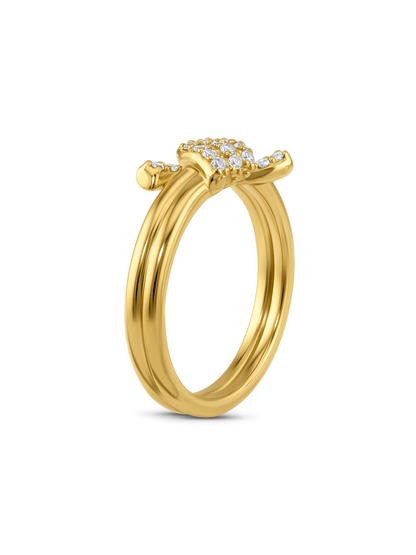 Pavé Knot Stacking Ring In Gold