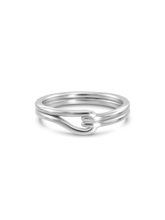 Loop Lined Stacking Ring In Silver