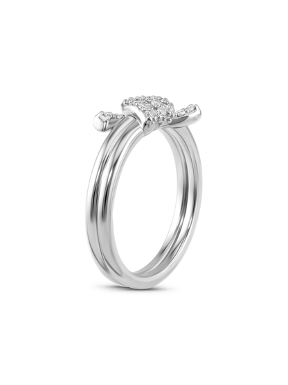 Pavé Knot Stacking Ring In Silver
