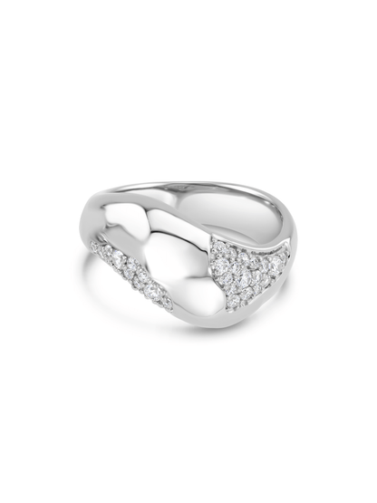 Crater Micro Pavé Ring In Silver