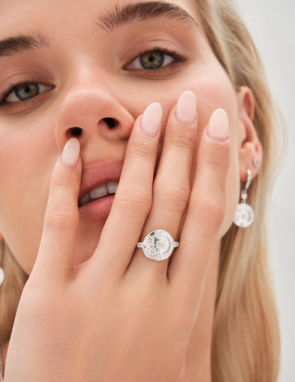 Celestial Coin Ring In Silver