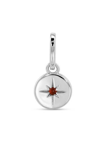 Thread-On January Birthstone Red Agate Charm In Silver