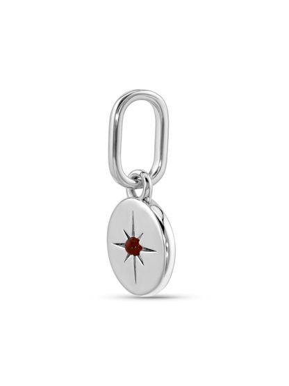 Thread-On January Birthstone Red Agate Charm In Silver