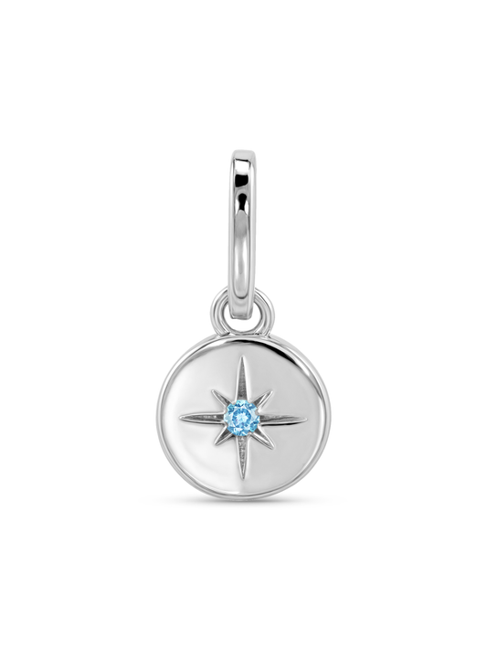 THREAD-ON DECEMBER BIRTHSTONE BLUE TOPAZ CHARM IN SILVER