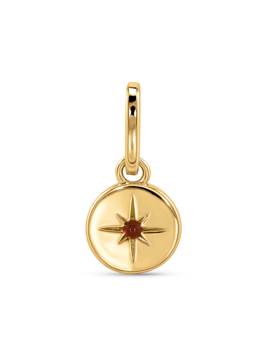 THREAD-ON JANUARY BIRTHSTONE RED AGATE CHARM IN GOLD