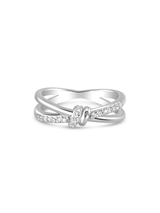 Pavé Knot Stacking Ring In Silver