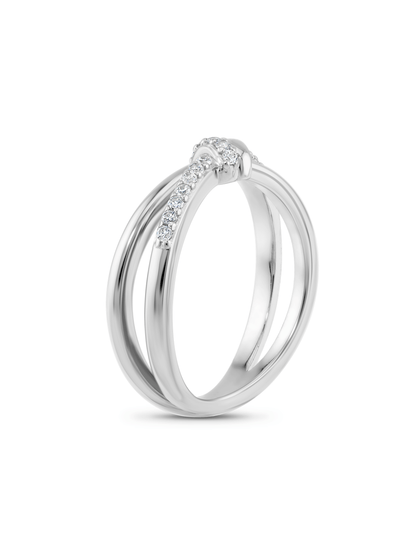 Pavé Knot Stacking Ring In Silver