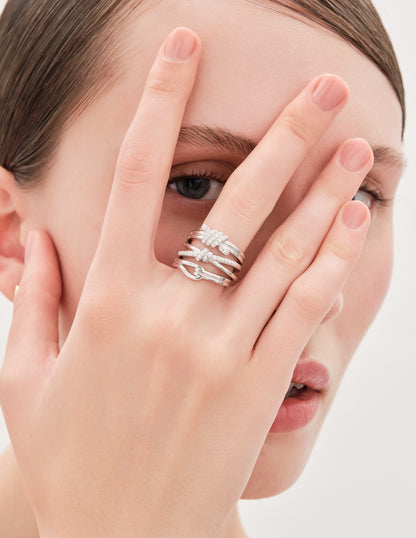 Pavé Knot Stacking Ring In Silver