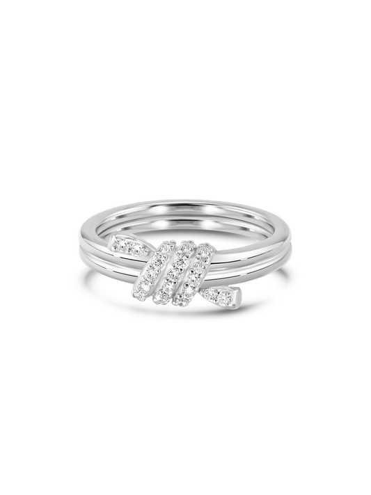 Pavé Wrap Stacking Ring In Silver