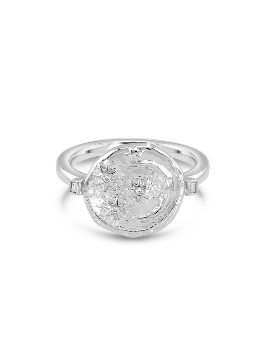 Celestial Coin Ring In Silver