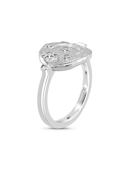 Celestial Coin Ring In Silver