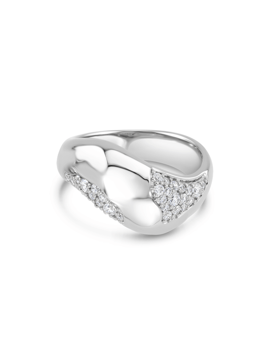 Crater Micro Pavé Ring In Silver