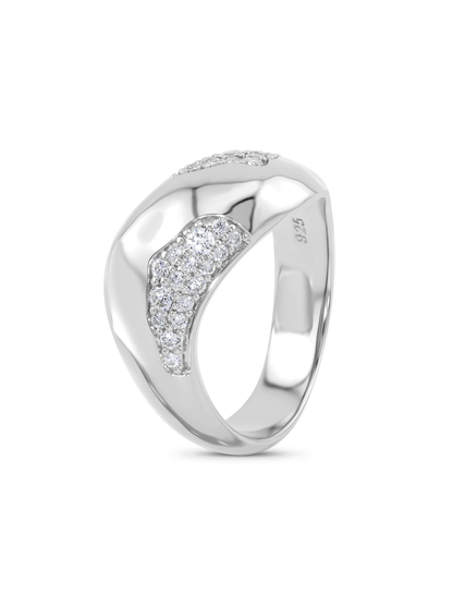 Crater Micro Pavé Ring In Silver