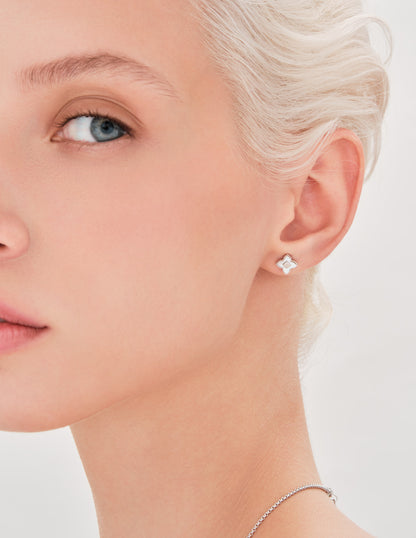 Primrose Mother-Of-Pearl Studs In Silver