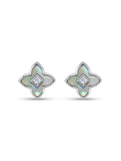 Primrose Mother-Of-Pearl Studs In Silver