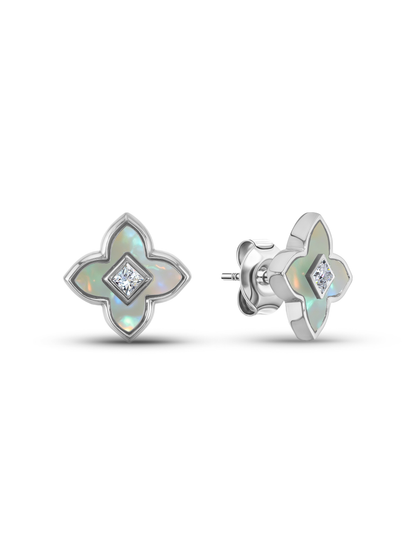 Primrose Mother-Of-Pearl Studs In Silver