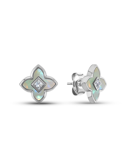 Primrose Mother-Of-Pearl Studs In Silver