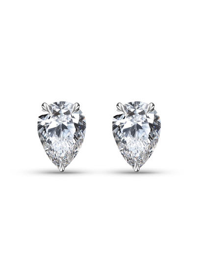 Crystal Pear Studs in Silver