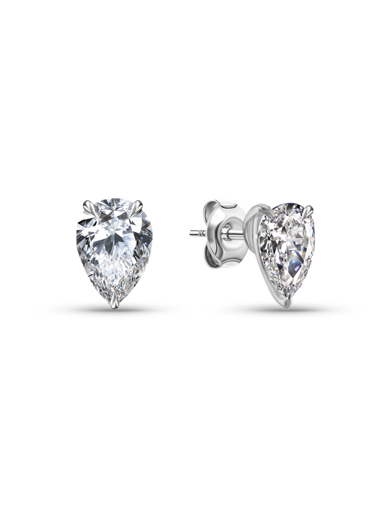 Crystal Pear Studs in Silver