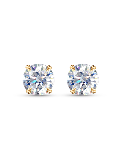 Crystal Solitaire Studs In Gold