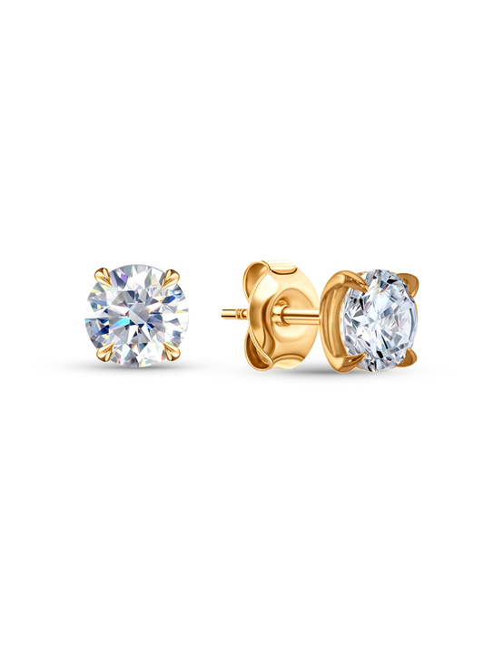 Crystal Solitaire Studs In Gold