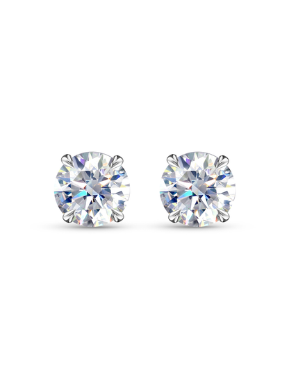 Crystal Pear Studs in Silver