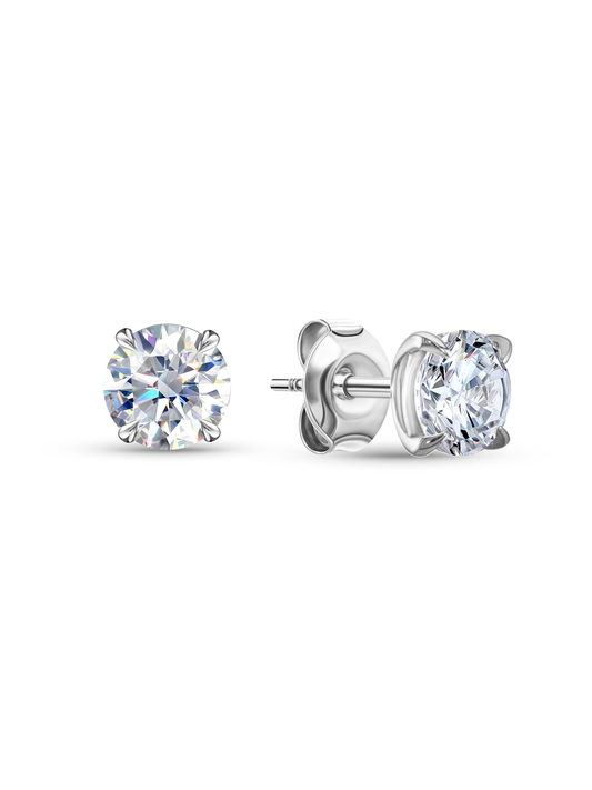 Crystal Pear Studs in Silver