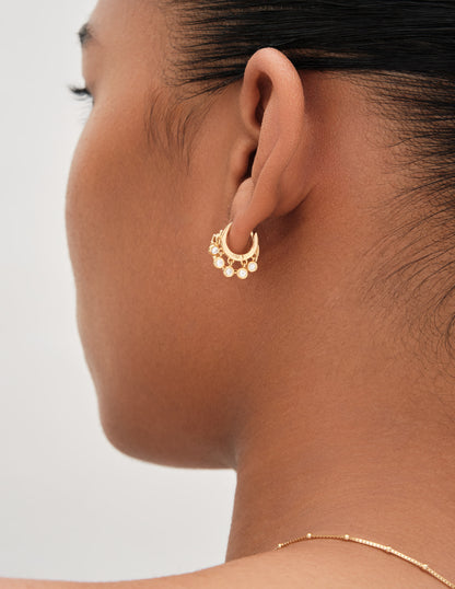 Multi-Crystal Drop Hoops In Gold
