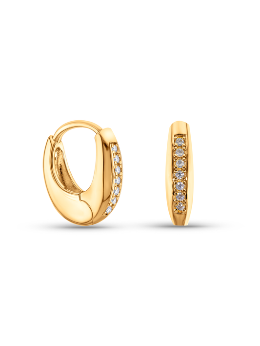 Crater Crystal Row Huggie In Gold