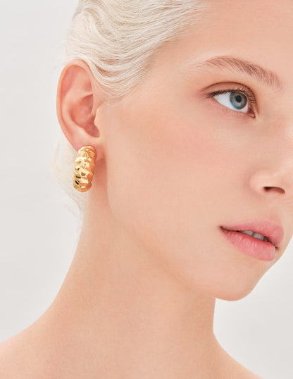 Icons Textured Hoops In Gold