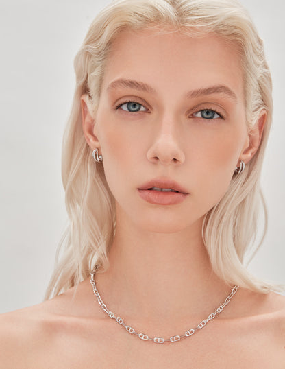 Triple Row Crystal Mini Hoops In Silver