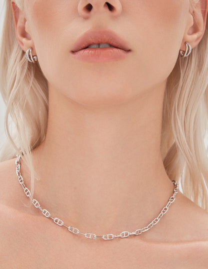 Triple Row Crystal Mini Hoops In Silver
