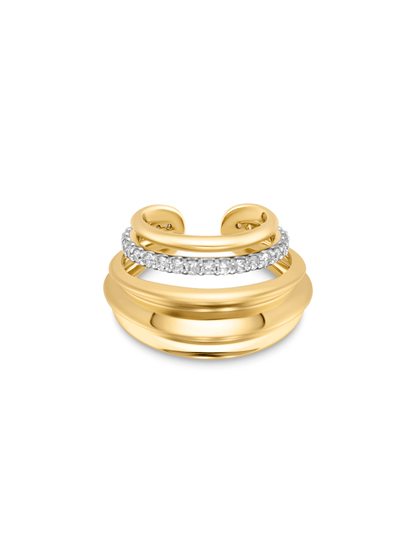 Triple Split Pavé Ear Cuff In Gold