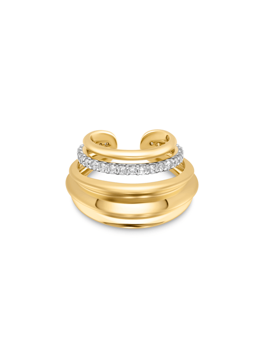 Triple Split Pavé Ear Cuff In Gold
