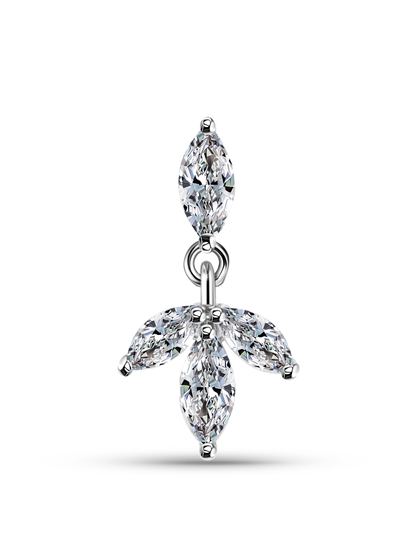 14K Gold & Lab-Grown Diamond Triple Navette Drop Piercing Stud