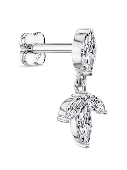 14K Gold & Lab-Grown Diamond Triple Navette Drop Piercing Stud