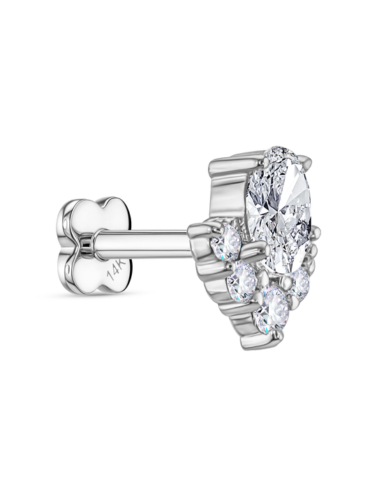 14K Gold & Lab-Grown Diamond Teardrop Piercing Stud