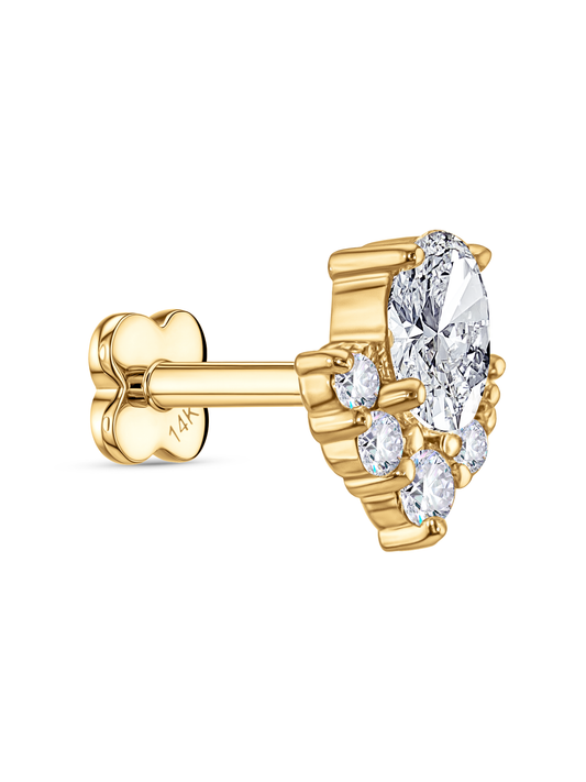 14K Gold & Lab-Grown Diamond Teardrop Piercing Stud