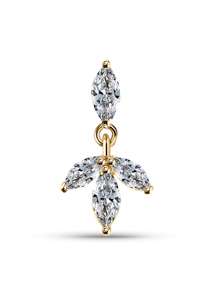 14K Gold & Lab-Grown Diamond Triple Navette Drop Piercing Stud