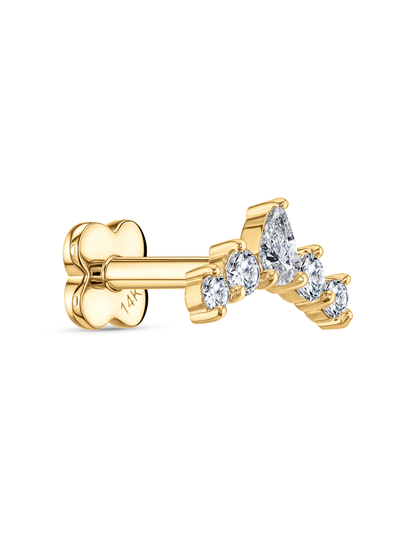 14K Gold & Lab-Grown Diamond Graduated Piercing Stud