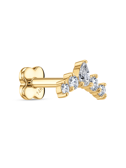14K Gold & Lab-Grown Diamond Graduated Piercing Stud